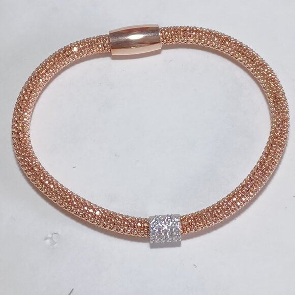 Italian Sterling Silver Rose Gold Bracelet - Picture 1 of 3